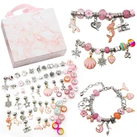 pandora pinkgreenbluepurple gift box set childrens creative diy handmade crystal bracelet jewelry fashion accessories