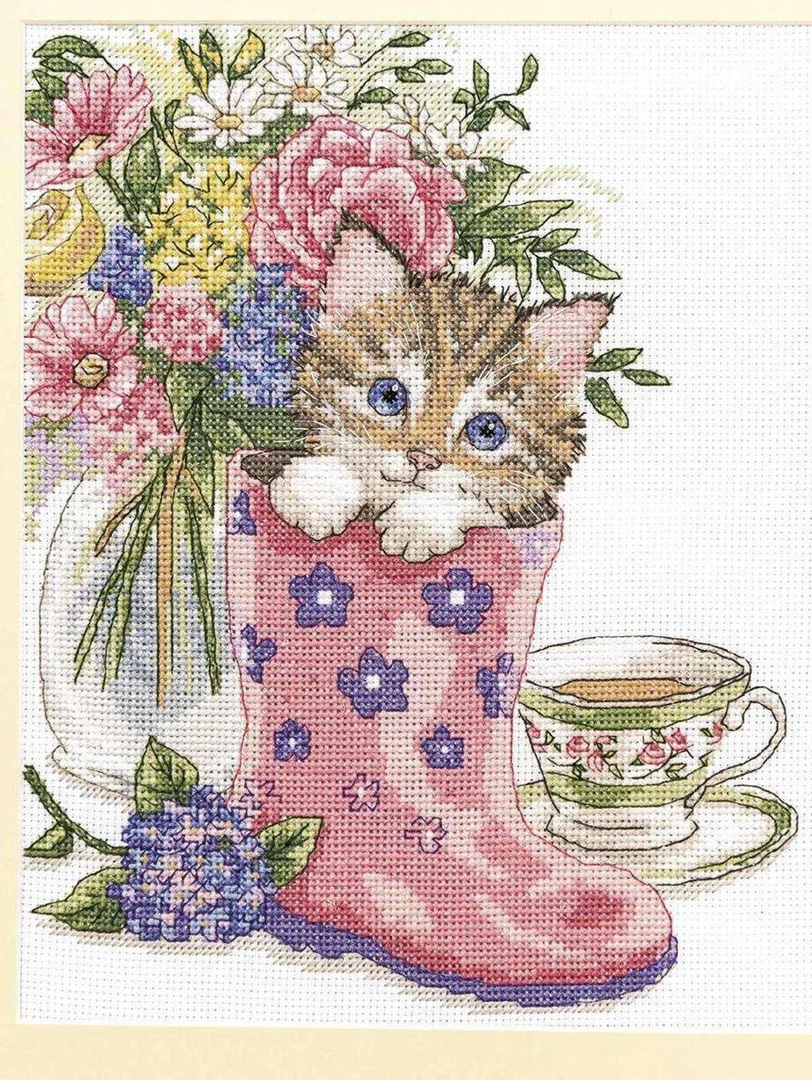 Вышивка крестиком набор Diy S8595 34*41см котенок вышивка крестом наборы нитками