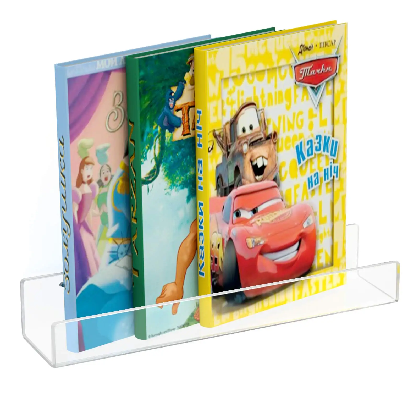 

24" Acrylic Floating Nursery Kids Bookshelf Wall Ledge Shelf, Clear Invisible Spice Rack Bathroom Storage Shelves Display