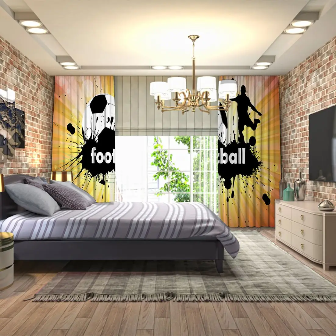 Занавес футболиста на поле с подогревом игры солнечные огни постер стиль