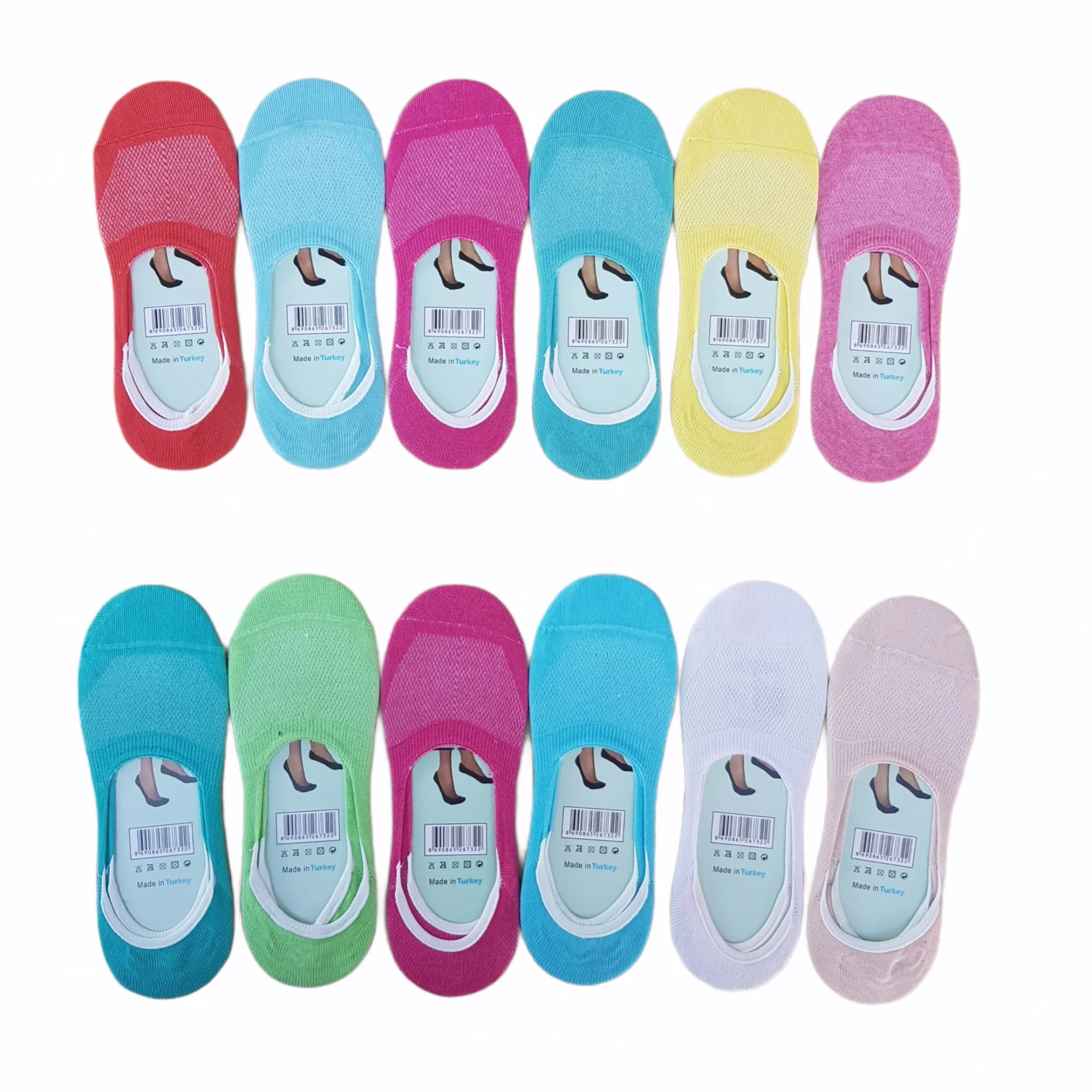 MadeM Women Luxury Bamboo Boat Socks 12 Pairs/Pack Seamless Comfortable Anti-Allergic Silicone Heel Women's Stockings