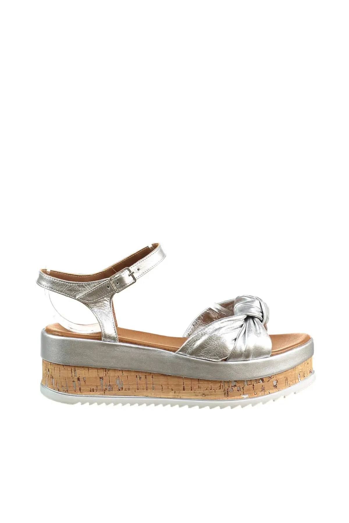 Серебряные женские сандалии из натуральной кожи с жемчугом 120130005430 | Обувь