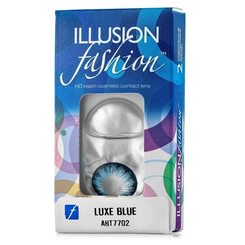 Цветные линзы ILLUSION LUXE (2 шт) красивые цветные голубые и зеленые контактные для