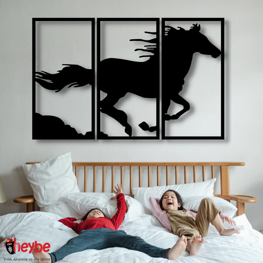 

Wooden Wall Art Decoration Galloping Horse Nature Landscape Animal Scandinavian Style Black Color Modern Home Office Living Room Bedroom Kitchen New Quality Gift Ideas Creative Ornament Beautiful Painting Souvenir Cute