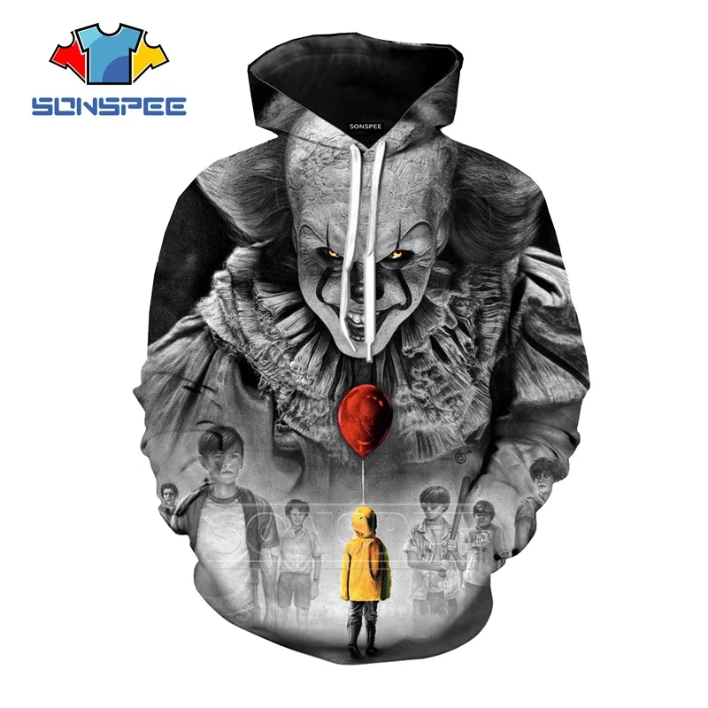 4 Pennywise толстовки новые для мужчин и женщин террор клоун Толстовка 3D принт It Chapter Two унисекс топ с длинными рукавами пуловер с круглым вырезом C063-17 - Цвет: 4