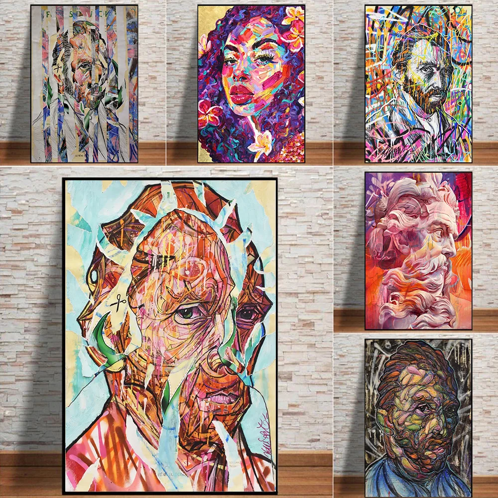 

Street Graffiti Characters Colorful Oil Painting On Canvas Poster and Print Wall Art Pictures For Living Room Bedroom Decor Gift