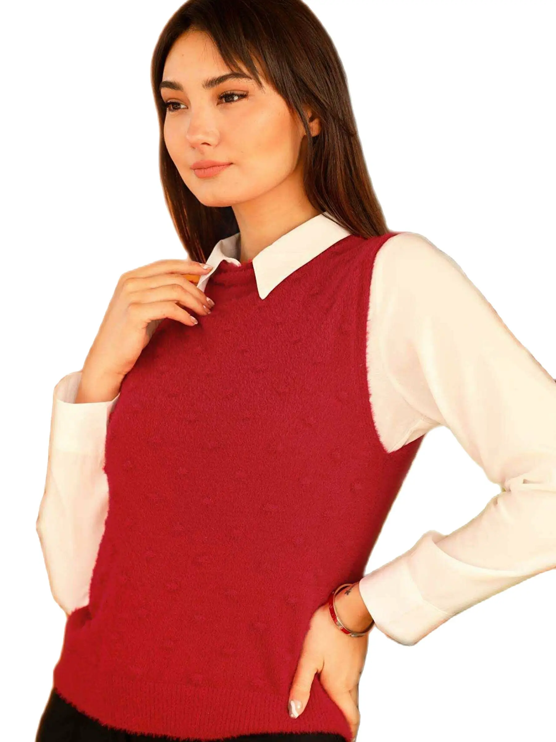 

Crew Neck Women Soft Sleeveles Sweater Autumn Winter Season 2021 Fashion Sexy Hot Casual Lady Outside Acrylic Fabric 4 Colours