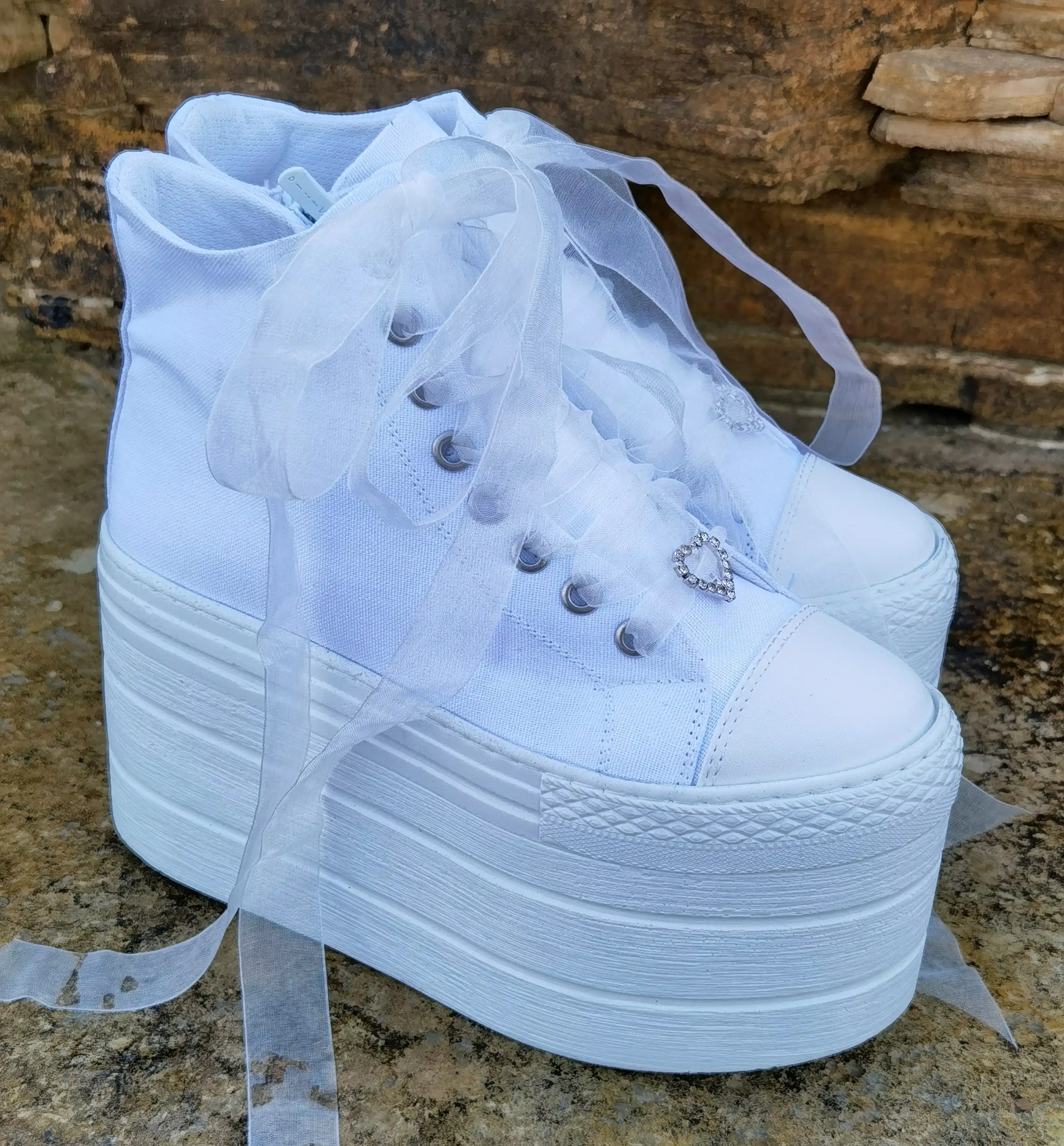 High Flat Base Full 10 CM Comfortable light comfortable Stilo Shoes quality White Women's High-Sole Sports Shoes High-Sole Sport