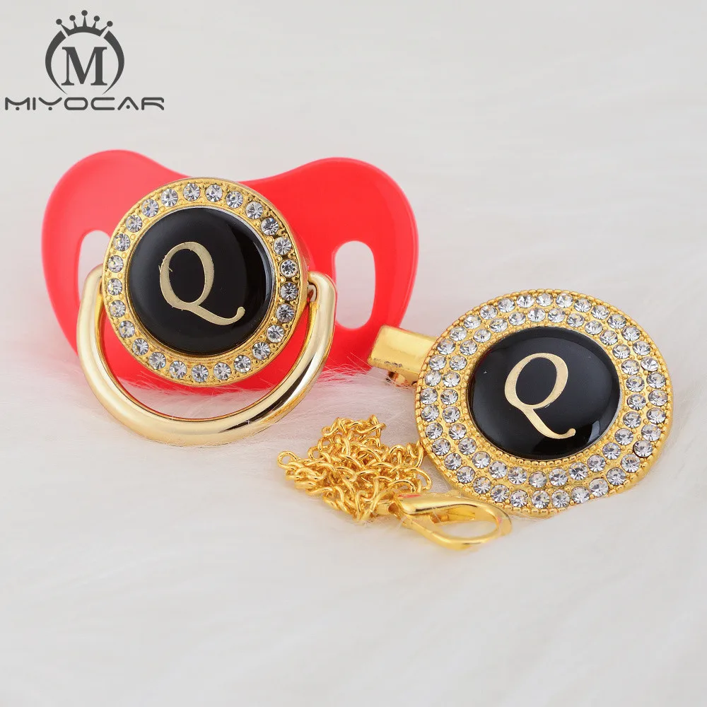 Миокар имя инициала Буква Q элегантная Серебряная соска и зажим без бисфенола А