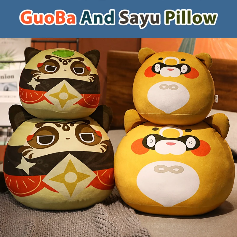 

Genshin Impact Guoba Sayu Cotton Stuffed Dolls Pillow Children Toys Animation Kawaii Guoba Sayu Pendants Ring Bag Decor Gifts