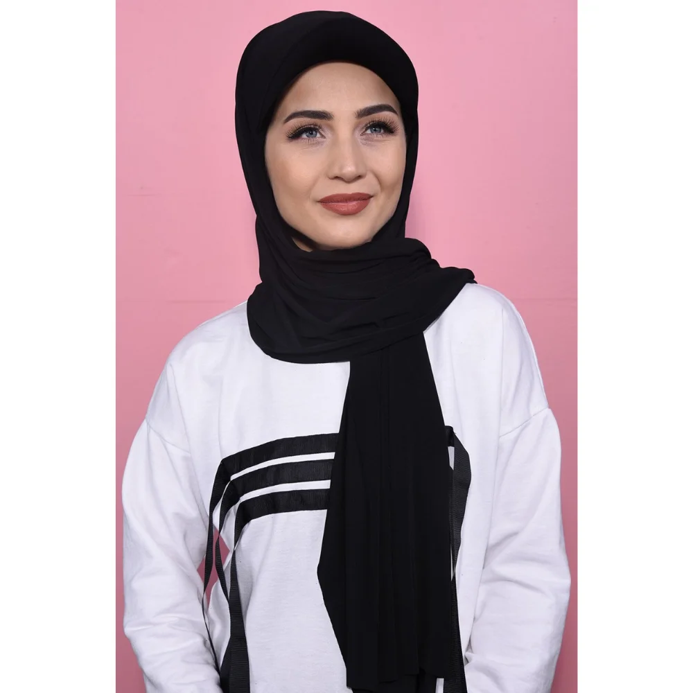 Black Hat Sport Hijab Ready Practical Shawl Scarf Turban Islamic Muslim Sets For Women 2022 Abaya Khimar Modest Bridal Veil Chiffon