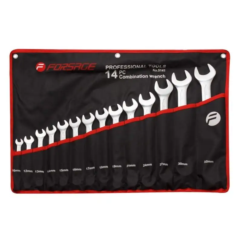 Набор ключей комбинированных 14пр.(10 12-19 21 24 27 30 32мм)на полотне Forsage F-5141P | Hand Tool Sets
