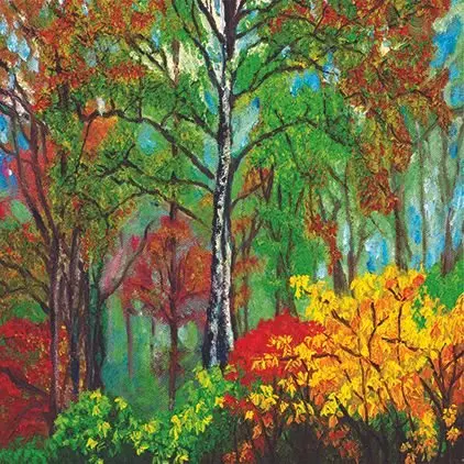 

Curtain Colorful Forest Trees Autumn Countryside Scenery Landscape Oil Painting in Yellow Red Green