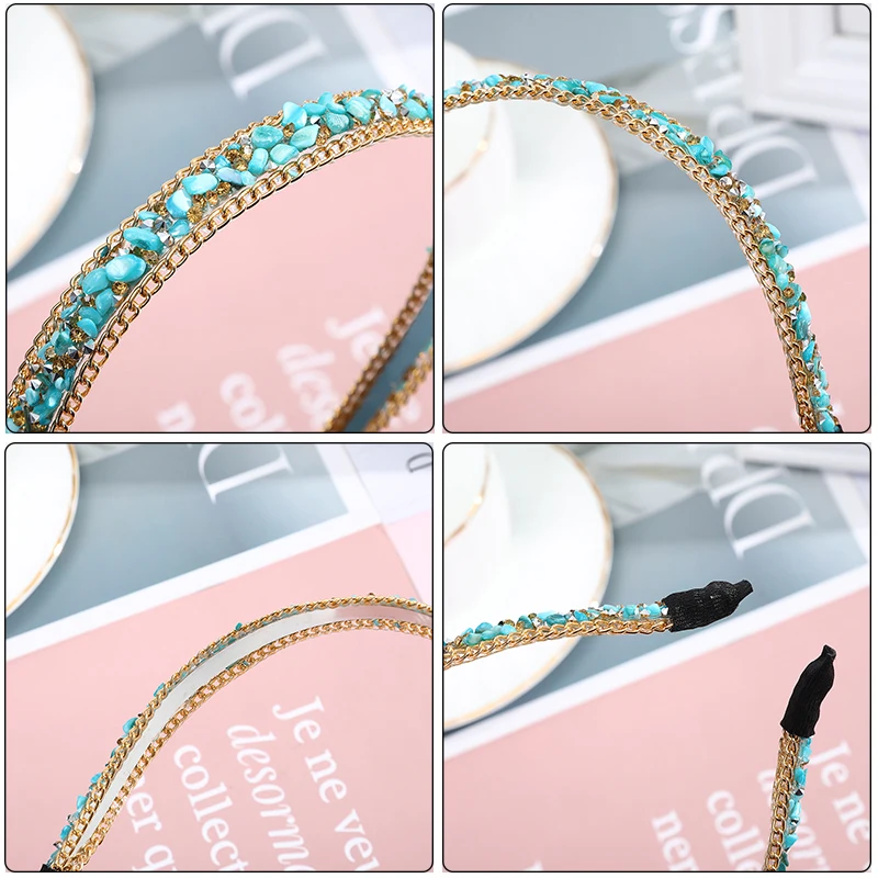 

AWAYTR Retro Gravel Bow Headband Ladies Pearl Elastic Hairband for Girls Rhinestone Hair Hoop Headress Bohemia Hair Accessories