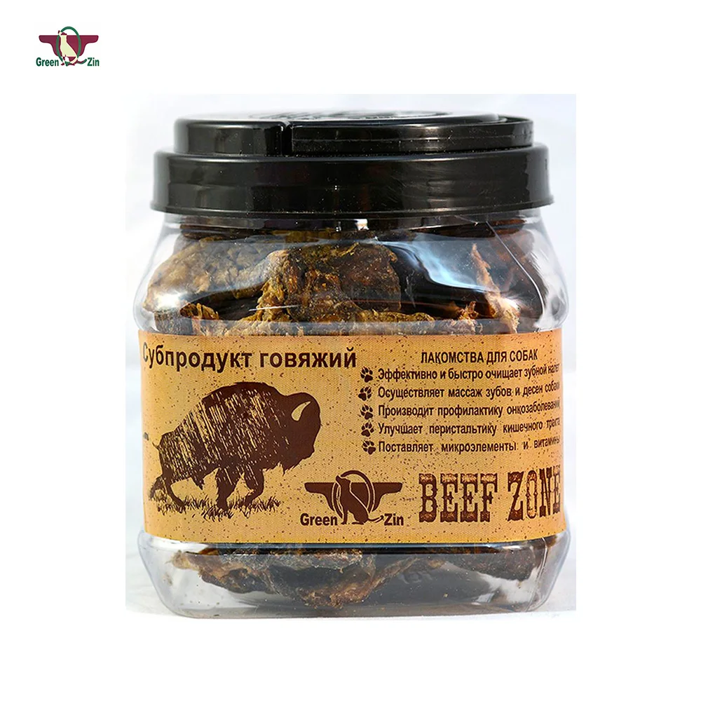 Лакомство Green Qzin для Собак Сушеное говяжий мясо слайсами 6 дюймов туба