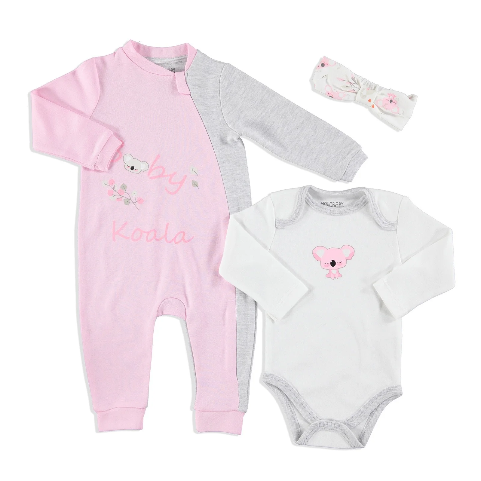 Ebebek HelloBaby Koala/Детский комбинезон боди повязка на голову комплект из 3 предметов |