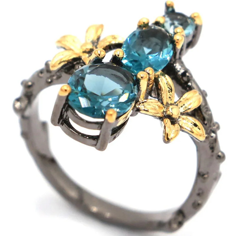 21x19 мм хип-хоп Винтажный дизайн Лондон синий топаз Зеленый Перидот родолит гранат