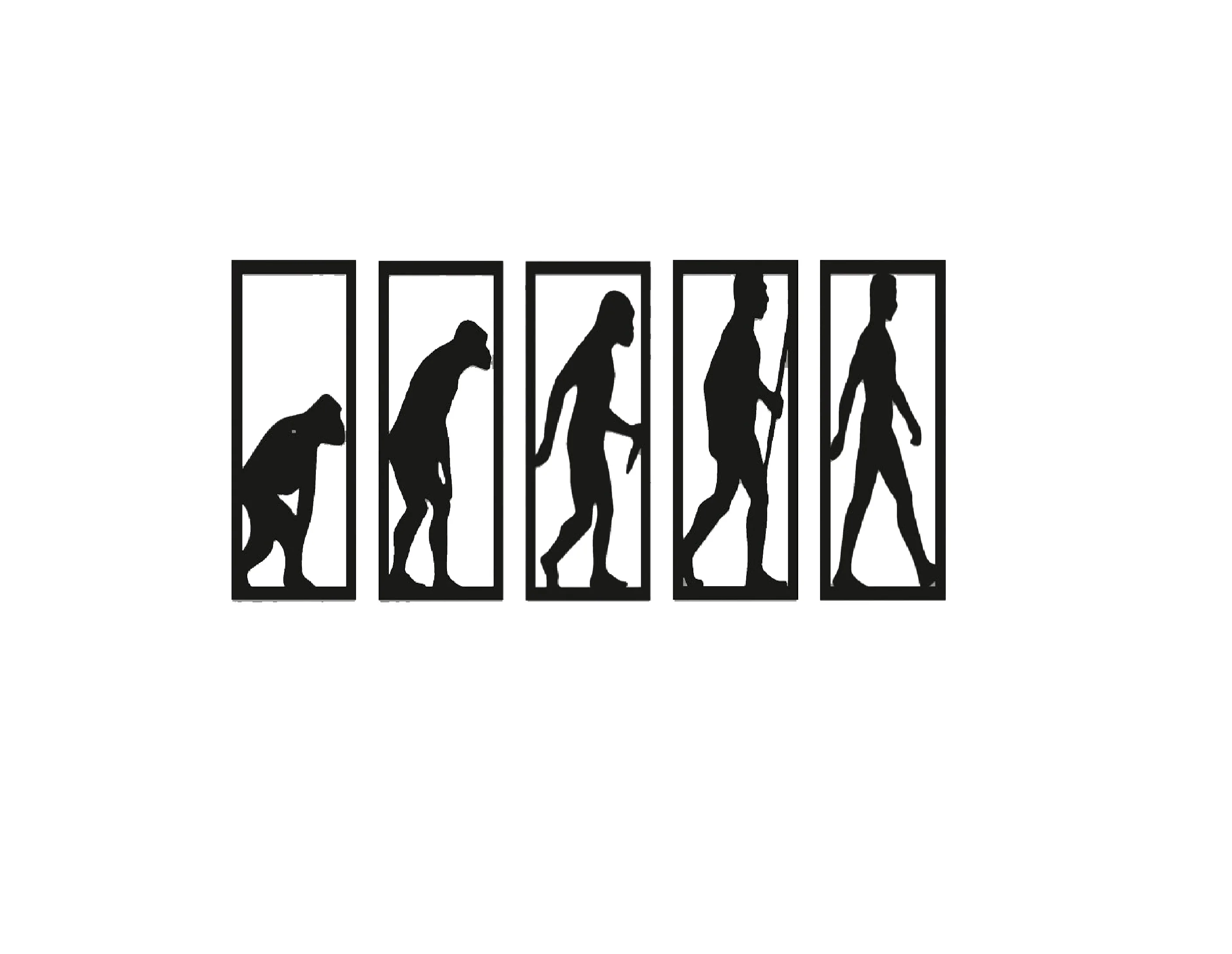 

Evolution from Ape to Man Theory 5 Pieces Black Wood Wall Stickers Home Decor Earth Room Decoration Accessories Office Gift Art