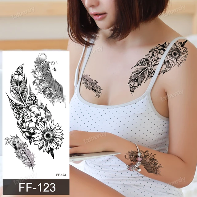 fake henna tattoo mandala lotus flowers jewery arabic indian egyptian tattoo sleeve hand finger breast tatoo black waterproof 4