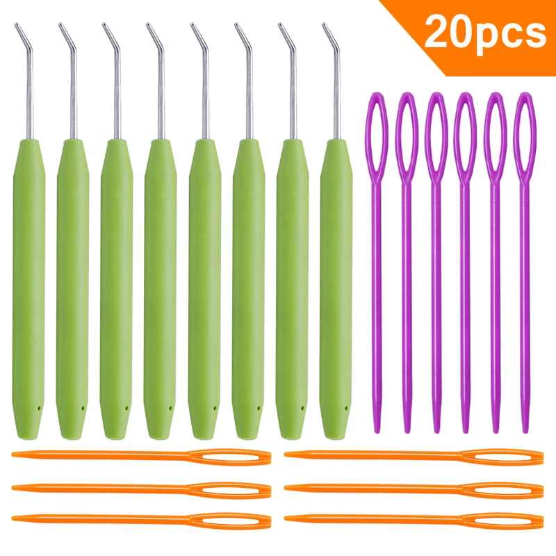 

TLKKUE Loom Knit Hook Set Crochet Needle Hook Kit 8 Pcs Green Thick Crochet and 12Pcs Plastic Crochet Knitting Needles