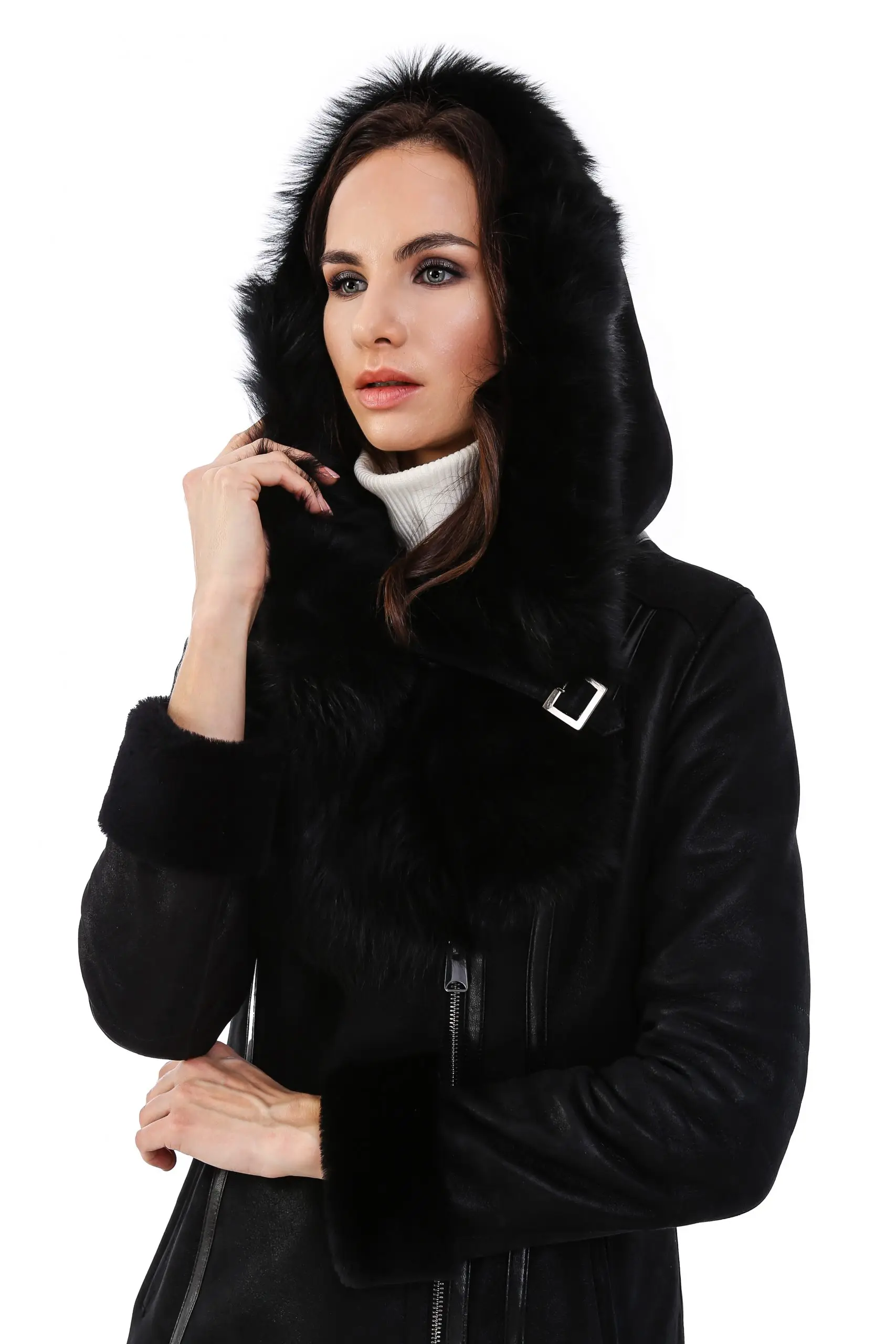 Women's Leather Coat Fur Hooded Napa Felicity 100% Original 1st class Women Leather Jacket Genuine Real Leather Jacket