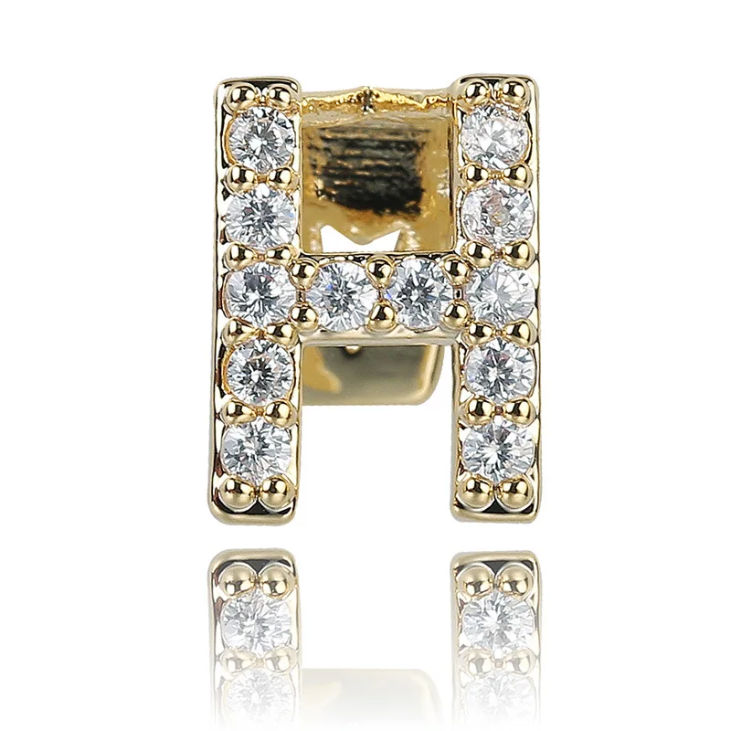 

Hip Hop 26 Capital A-Z English Letters Braces Environmental Protection Copper Grille Hiphop Grillz Single Gold Tooth Jewelry