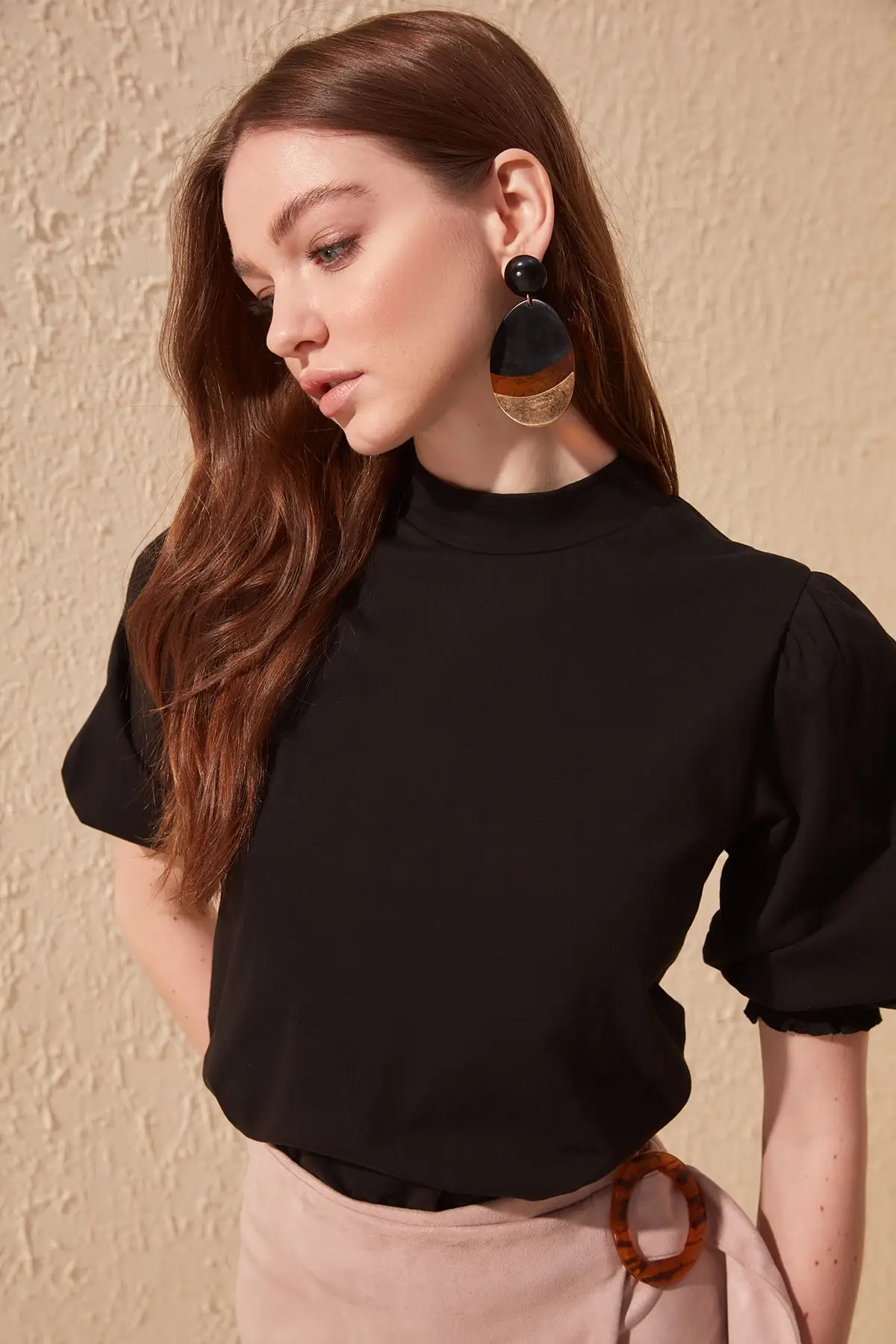 Трикотажная блузка TWOSS20BZ0140 с ручками|Блузки| |