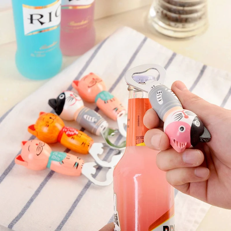 Креативный деревянный многофункциональный открывалка для бутылок с мультяшным