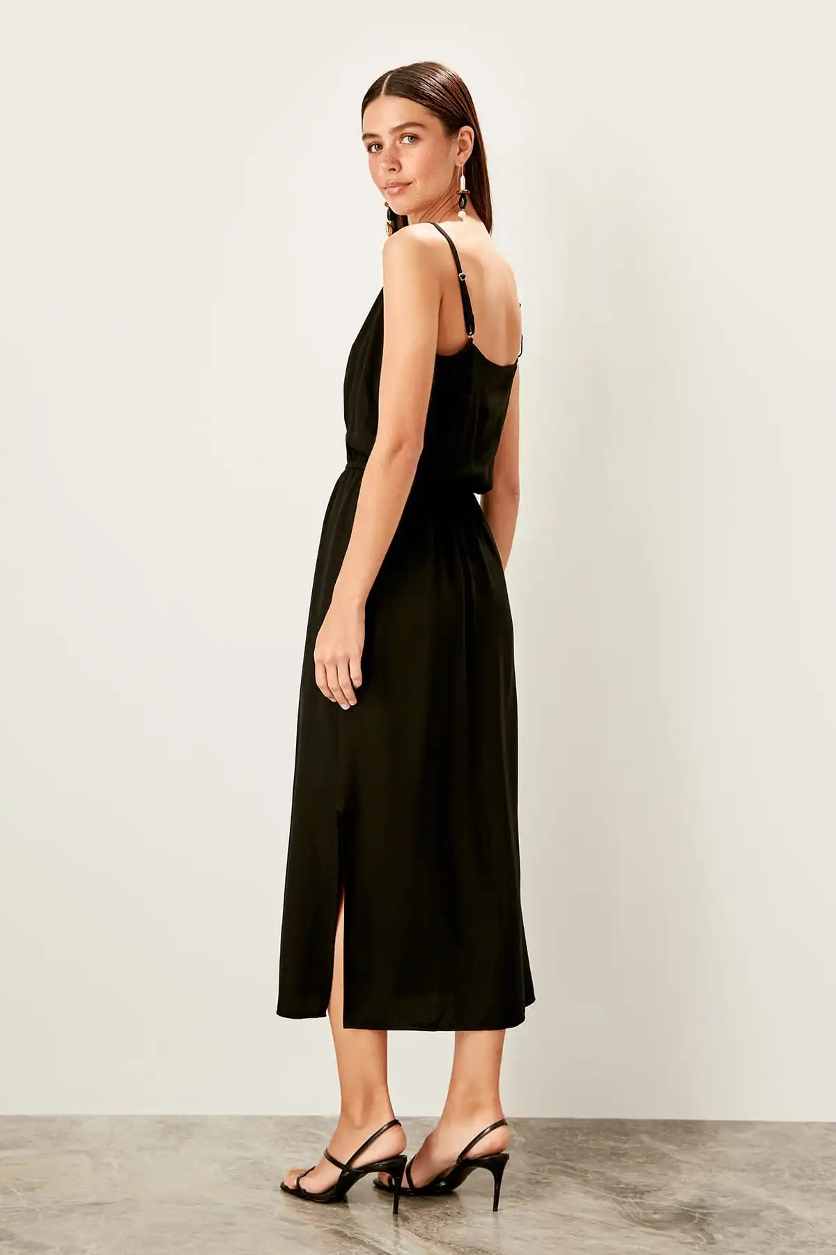 Черное платье с разрезами TWOSS19ST0132|Женские платья| |