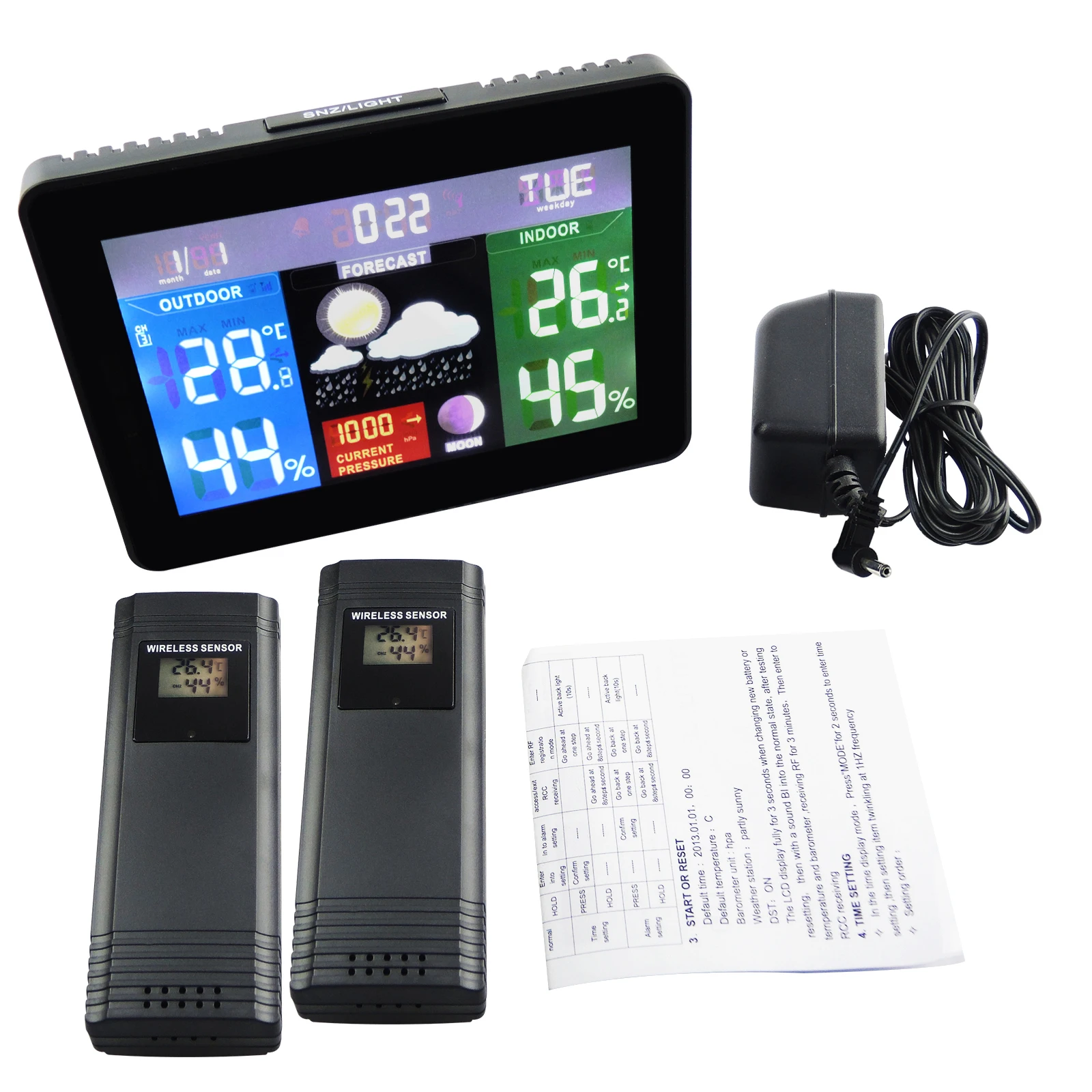 Беспроводная метеостанция с 2 датчиками приемник DCF для прогноза погоды барометр