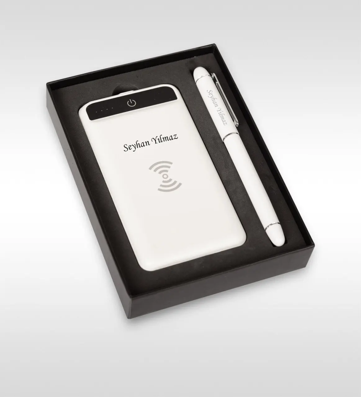 

Персонализированные Pb-195 8000 мАч беспроводной Powerbank и ручка Набор Специальный дизайн подарок Милая Мать офис путешествия зарядное устройств...