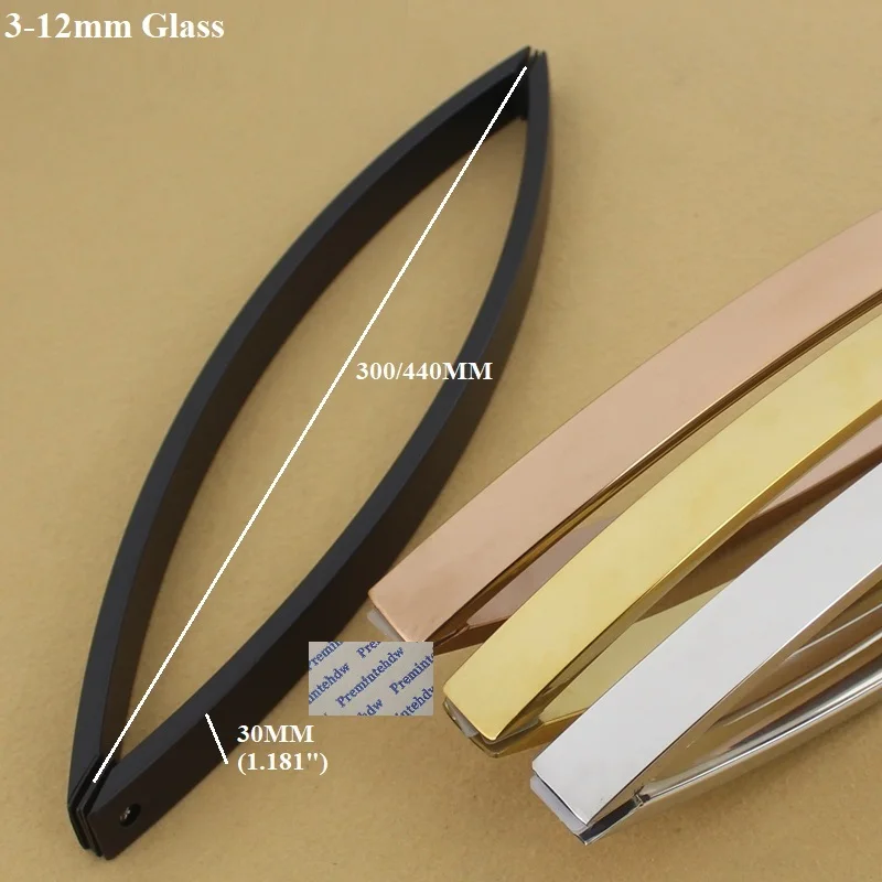 

304 Stainless Steel Back-To-Back Glass Door Arc Bow Bar Pull Shiny Polished Matte Black Rose Gold