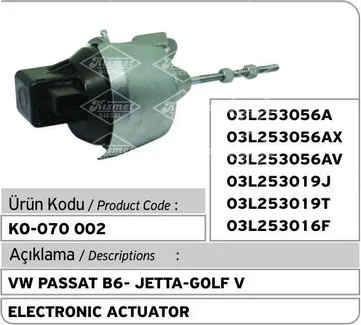 

VW - Audi - Skoda - Seat 2.0 Турбокомпрессор TDI привод 03L253056A - 03L253056AX