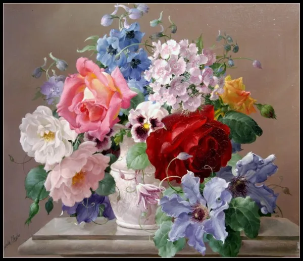 280w x 240h Spring Bouquet Collection- Counted Cross Stitch Kits- DIY Handmade Needlework for Embroidery 14 ct Cross Stitch Sets DMC Color - Color: 280w x 240h