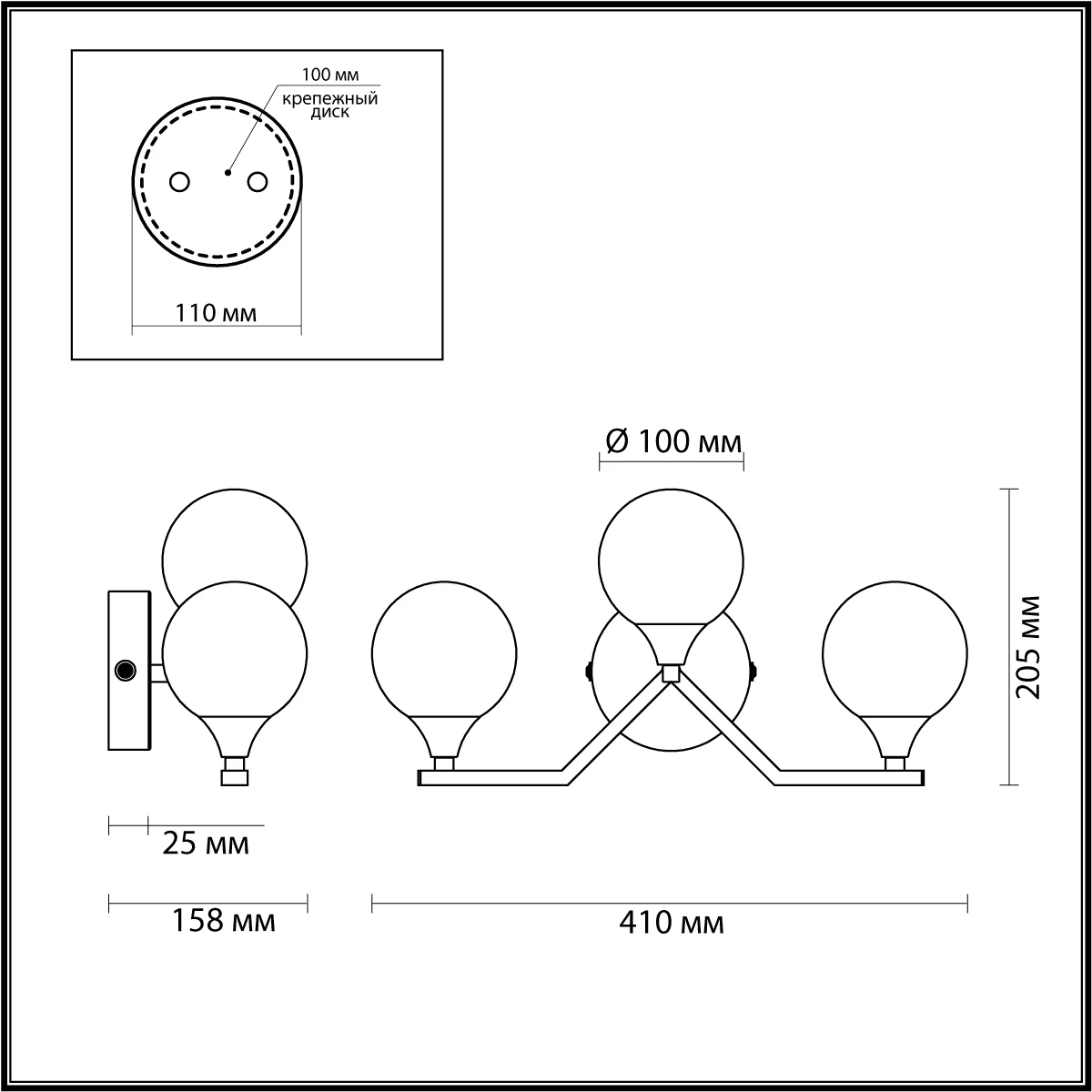 Настенная люстра бра для ванны гостиной и прихожей Итальянского производства в