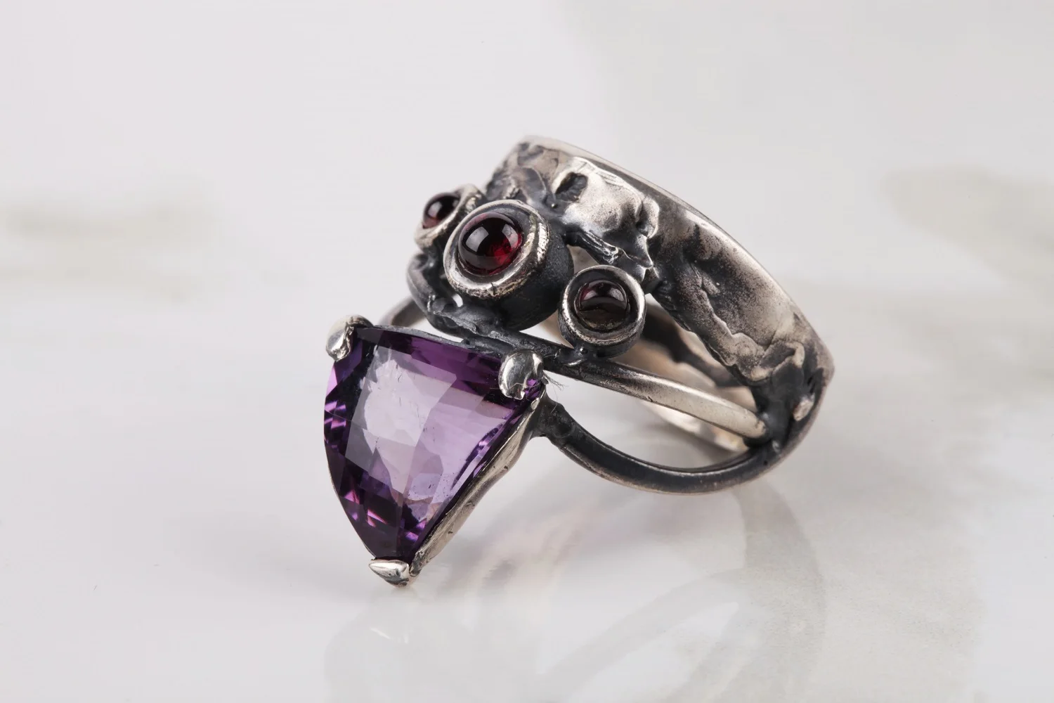 

UM US JEWELRY Amethyst Natural Stone 925 Sterling Silver Women 'S Ring