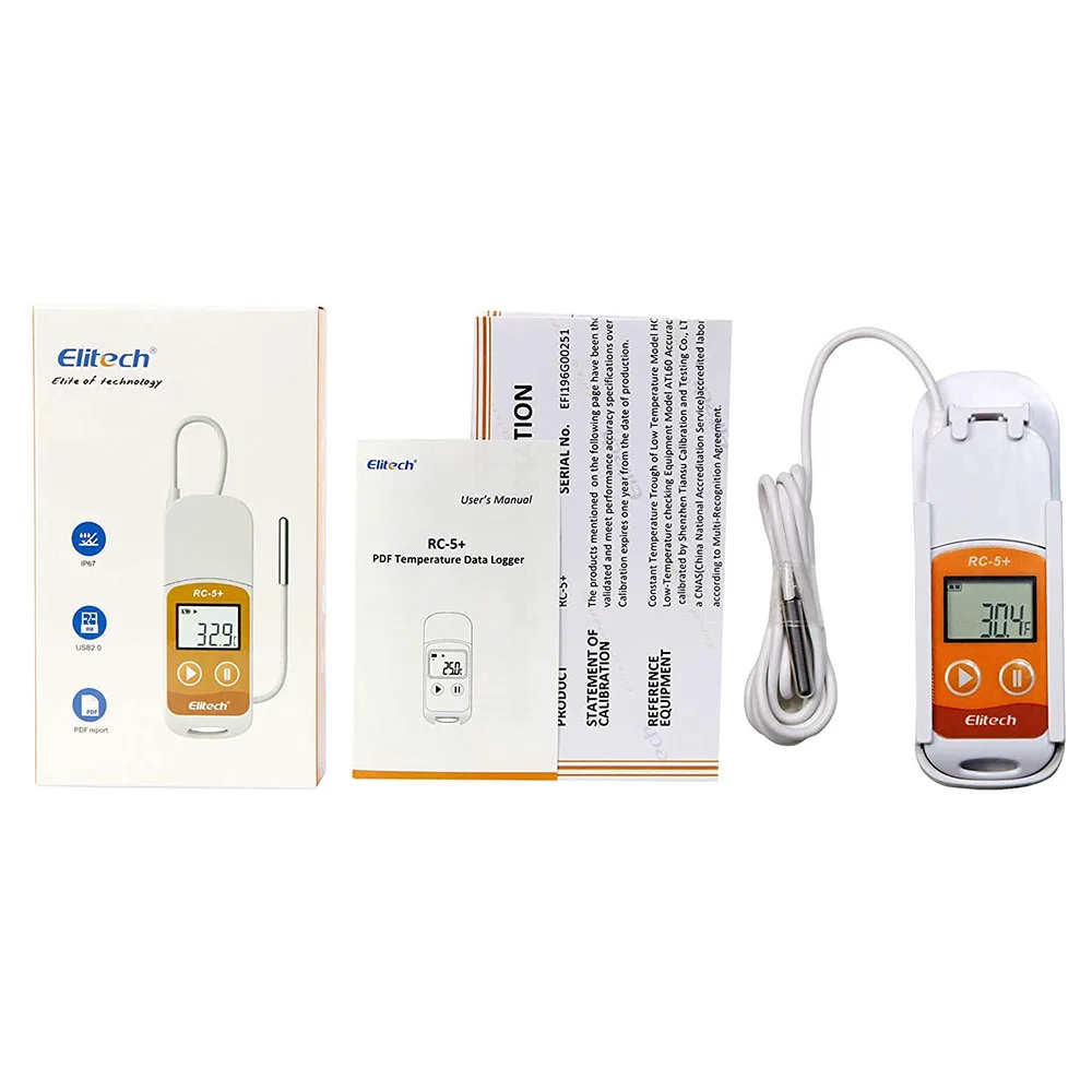 Elitech 32000 + TE PDF USB Регистратор данных температуры многоразовый рекордер точек