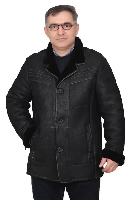 2019 Черная мужская куртка из натуральной овчины толстая авиаторская бесплатная