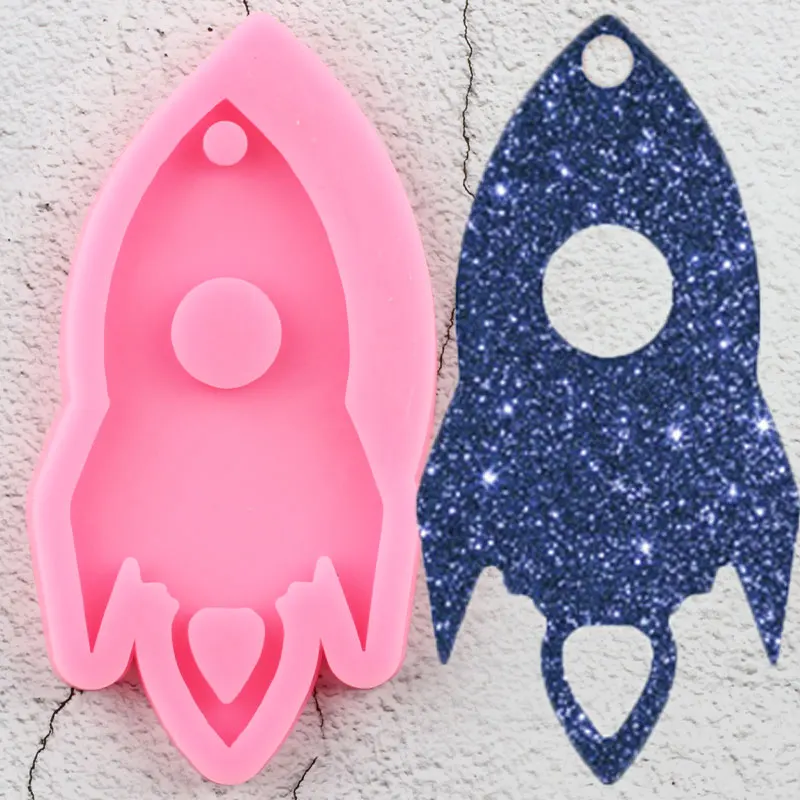 

Блестящий ракета силиконовые формы DIY ремесло брелок эпоксидная смола для изготовления ювелирных изделий смолы пресс-форма кулон из полиме...