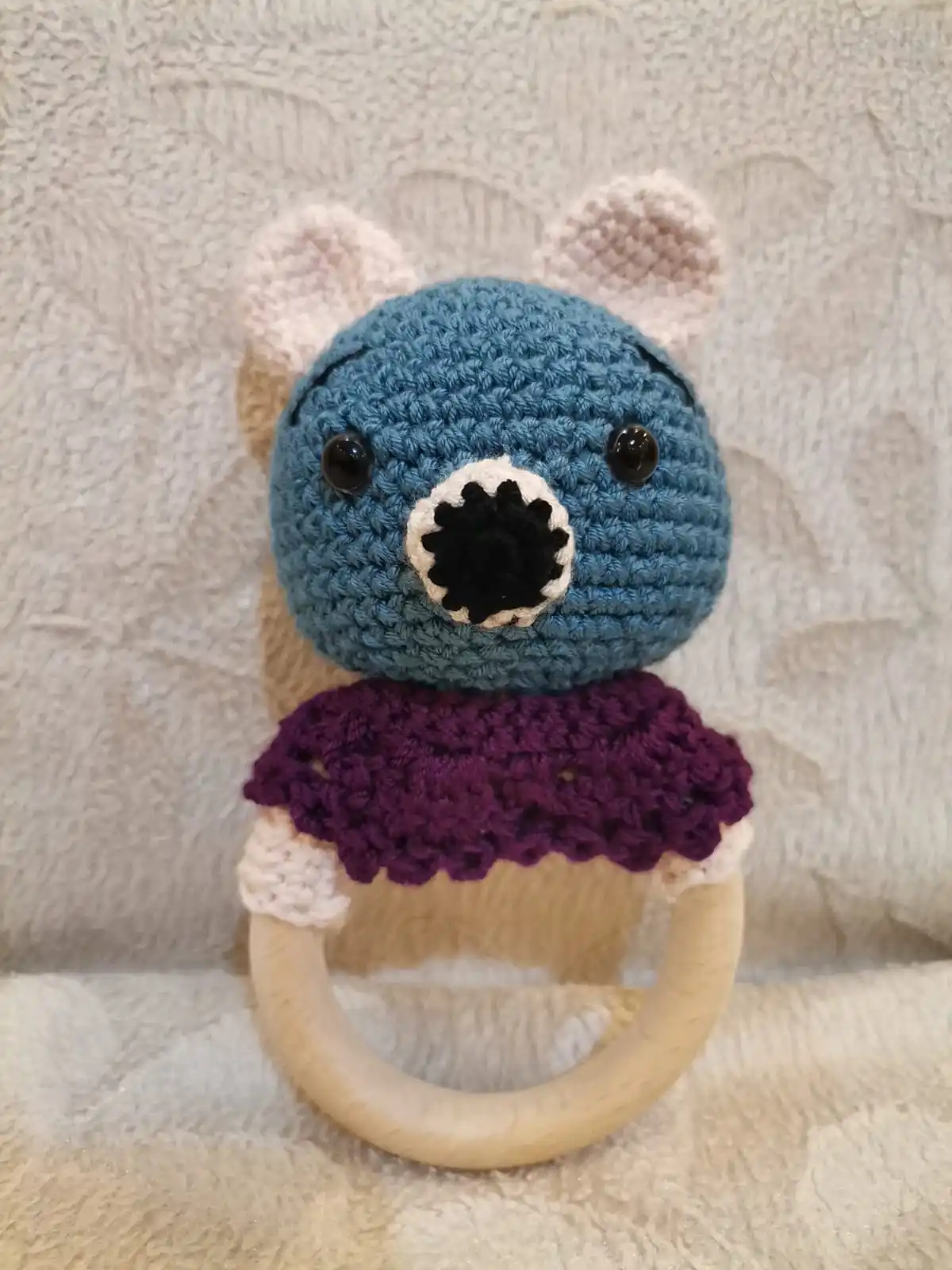 

handmade teether with amigurumi rattle baby baby toy Teether & Rattle hand knitted