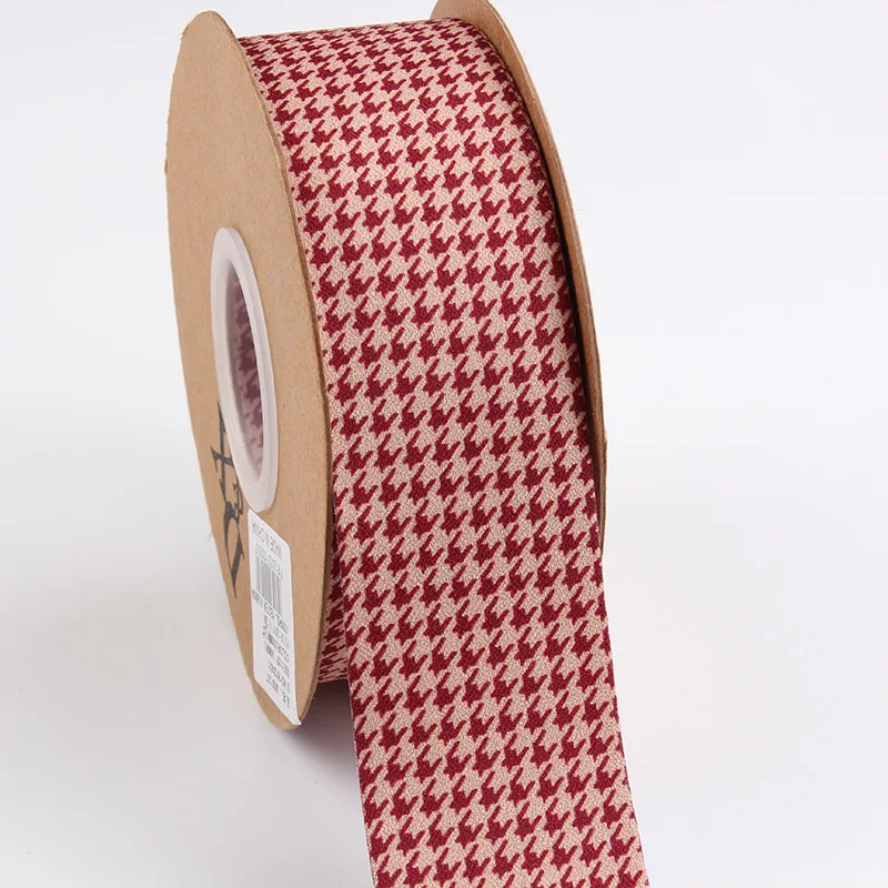 Клетчатая сетчатая лента гусиная лапка черно-белая красная двухсторонняя в