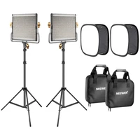 neewer 2 pack 480 led video light lighting kit dimmable bi color led panellight stand and softbox diffuser for photo studio