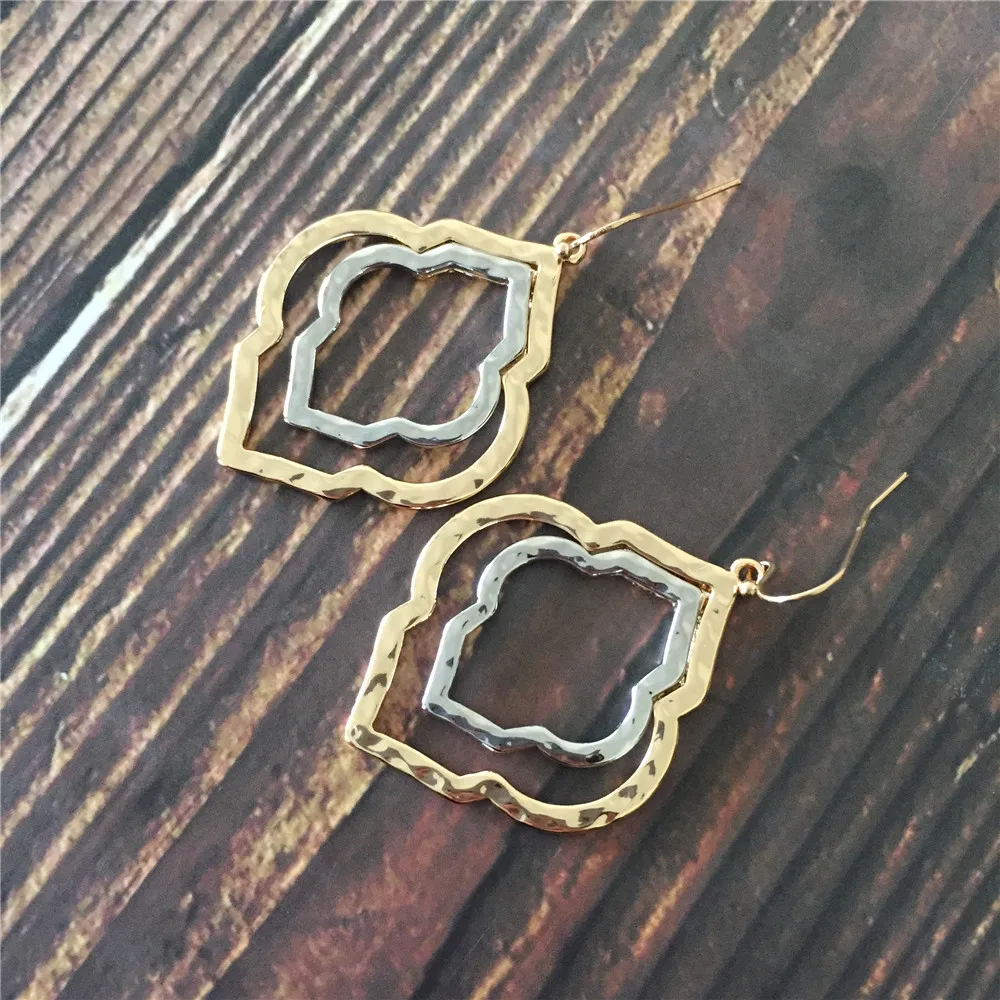 Новый дизайн прекрасные серьги-подвески золотой и родиевый цвет Цветочная