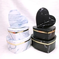 mix 3pcs heart shaped gift wrap black white marble gifts box candy packaging valentines day gift wedding decoration jewelry case