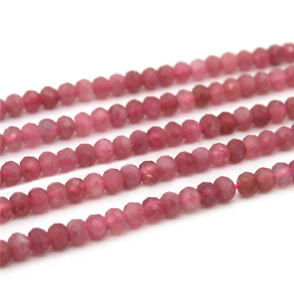 

Natural Gemstone Real Pink Tourmaline Beads Faceted Abacus 3X4mm Jewelry Bracelet Necklace Earrings Making Findings Material