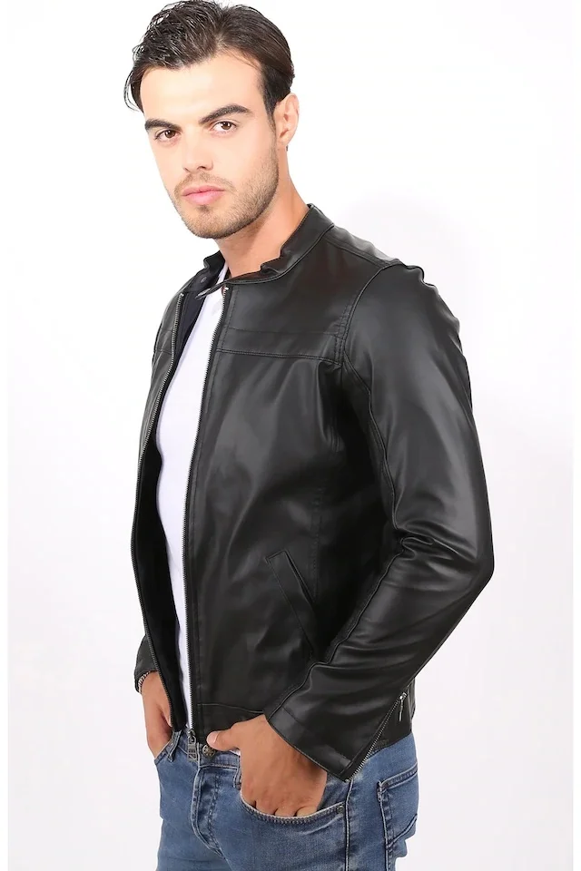 

Delpino New Season Men 'S Narrow Cut Inside Furry Leather Jacket 434274992