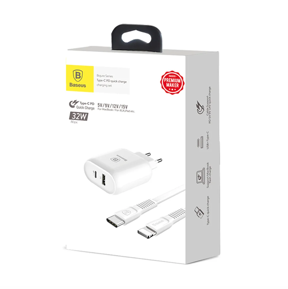 Baseus bojure seriestype-C PD + U quick charge charger 32W with Type-C to light. Ning cable set (EU) | Мобильные телефоны и