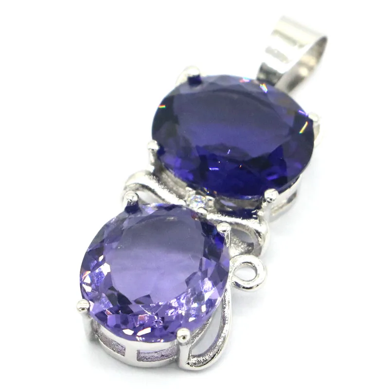

37x14mm Lovely Cute Cut Shape Created Purple Spinel Silver Pendant for Women Wholesale Drop Shipping