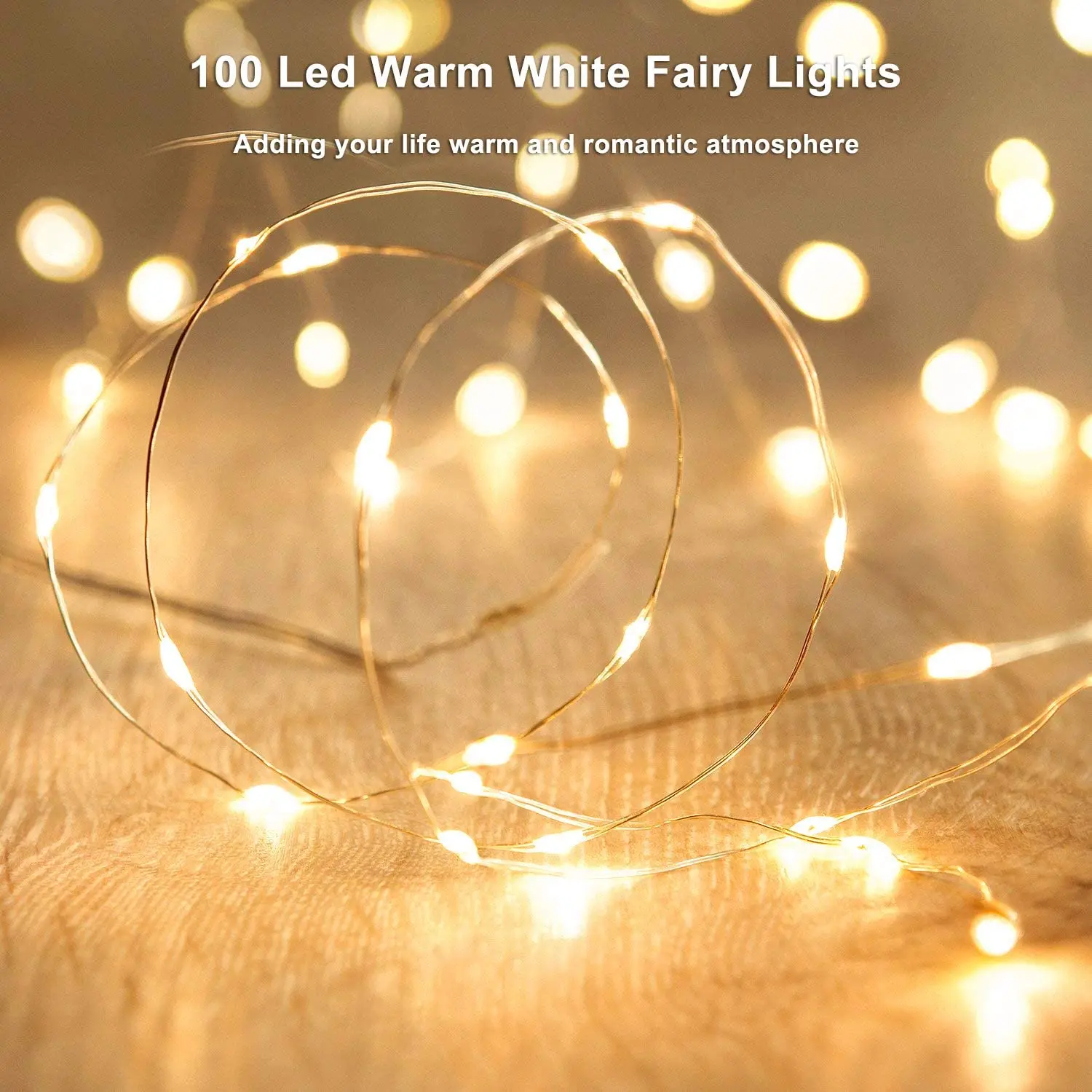 Светодиодная гирлянда Fairy Lights на батарейках и USB, водонепроницаемая, 2 метра, 10 метров, 100 светодиодов, 33 фута, с медной проволокой для украшения Рождества, свадьбы, сада. - Фото №1