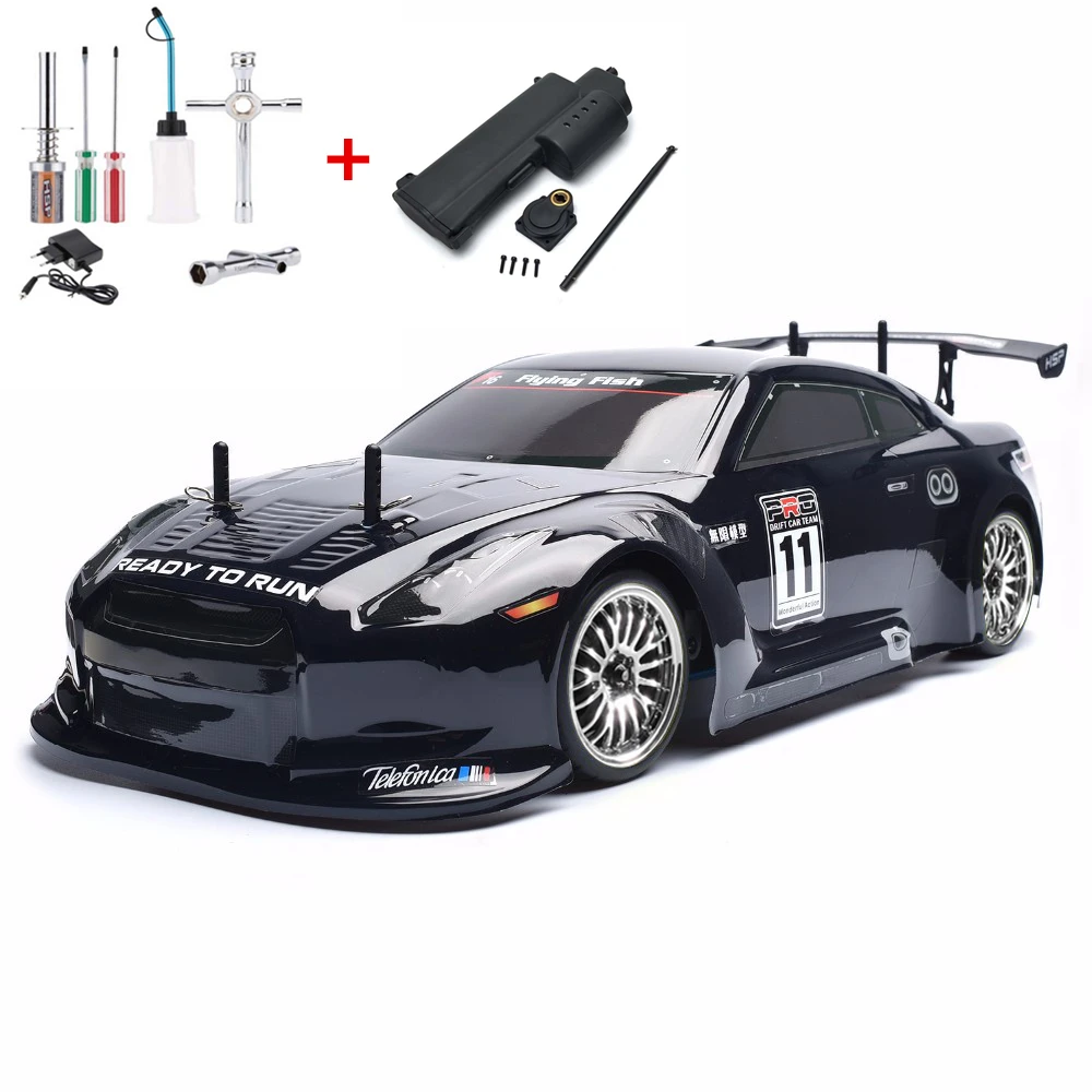 Черный HSP RC автомобиль 4wd 1:10 на дороге гоночный двухскоростной Дрифт автомобиль игрушки 4x4 Нитро Газ мощность высокая скорость хобби Дистанционное управление автомобиль - Цвет: Черный